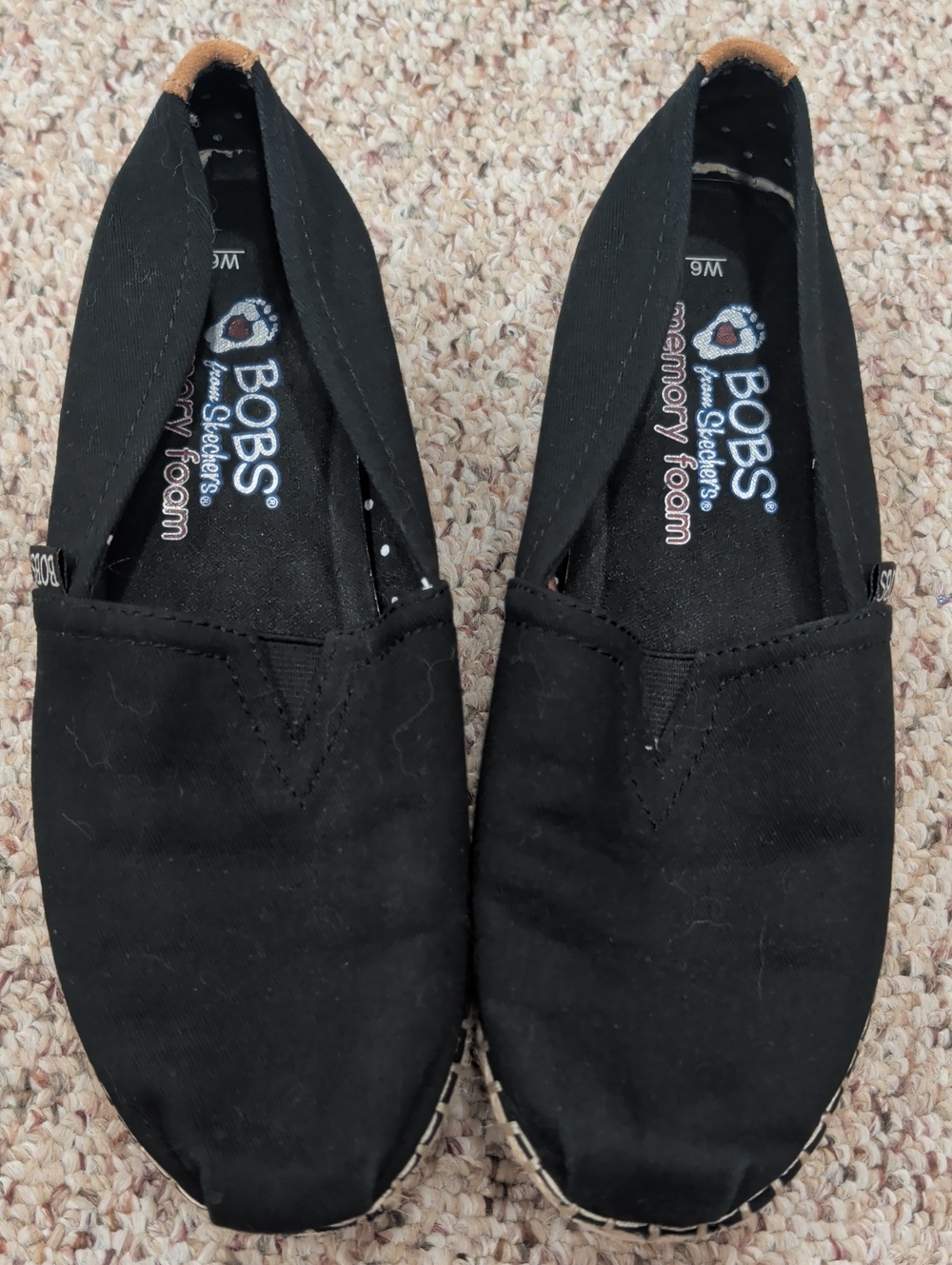 Skechers BOBS Black Slip-On Memory Foam Loafers Size W6